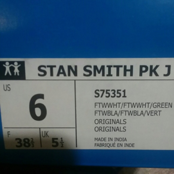 NIB Adidas Stan Smith PK J White Green Sneakers - Picture 7 of 8